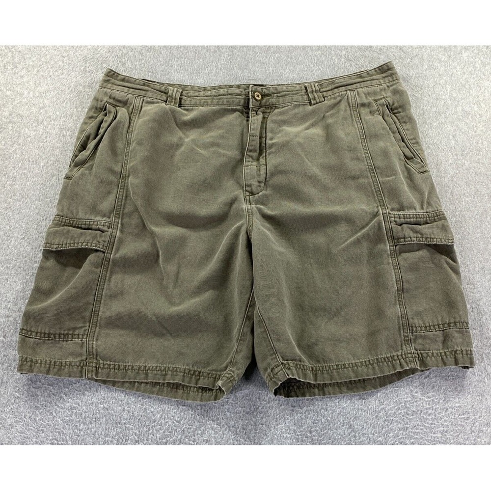 Tommy Bahama Men's Cargo Shorts Sz 40 Green Tencel Cotton‎ Flat Front 9" Inseam